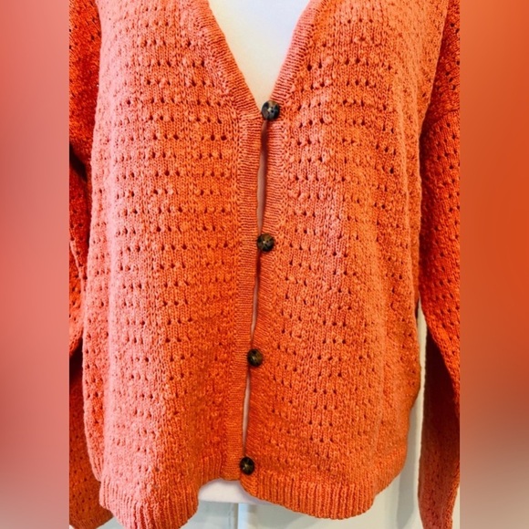NEW MADEWELL - Open-Stitch Cardigan Sweater in Rust - Picture 9 of 10